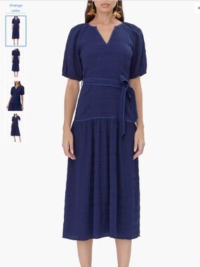 Adelyn Rae Smocked Belted Midi Dress, size XS